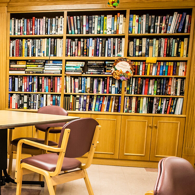 Our senior living home has a fully stocked library