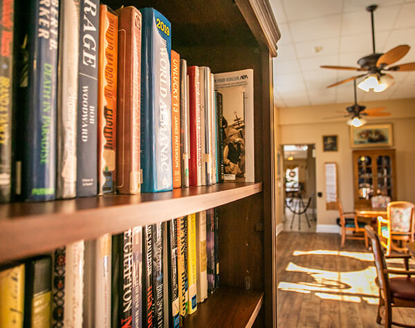 The library in our senior living home