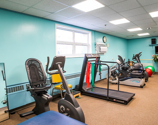The exercise room in our senior living home