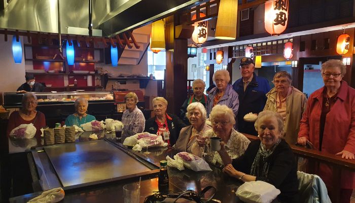 group of seniors at a restaurant 